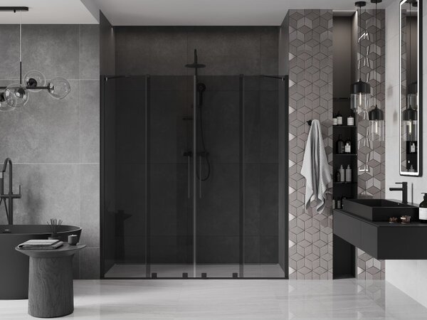 Mexen Velar Duo, usa de dus culisanta pentru deschidere 170 cm, sticla gri 8mm, negru mat, 871-170-000-42-70