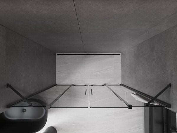 Mexen Velar Duo, usa de dus culisanta pentru deschidere 170 cm, sticla gri 8mm, negru mat, 871-170-000-42-70