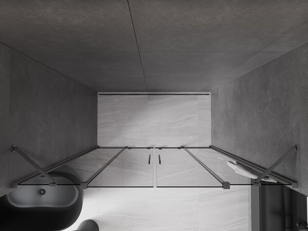 Mexen Velar Duo, usa de dus culisanta pentru deschidere 200 cm, sticla gri 8 mm, grafit lustruit, 871-200-000-42-66