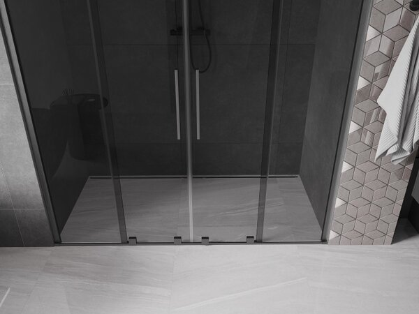 Mexen Velar Duo, usa de dus culisanta pentru deschidere 200 cm, sticla gri 8 mm, grafit lustruit, 871-200-000-42-66