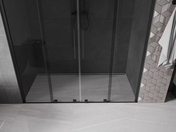 Mexen Velar Duo, usa de dus culisanta pentru deschidere 170 cm, sticla gri 8mm, negru mat, 871-170-000-42-70