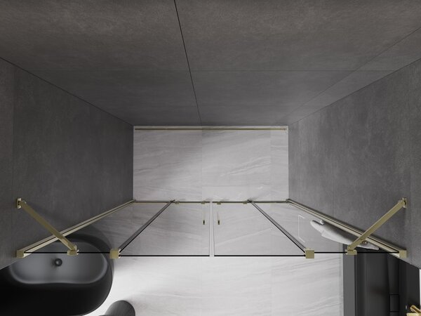 Mexen Velar Duo, usa de dus culisanta pentru o deschidere de 200 cm, sticla gri 8 mm, auriu lucios, 871-200-000-42-50