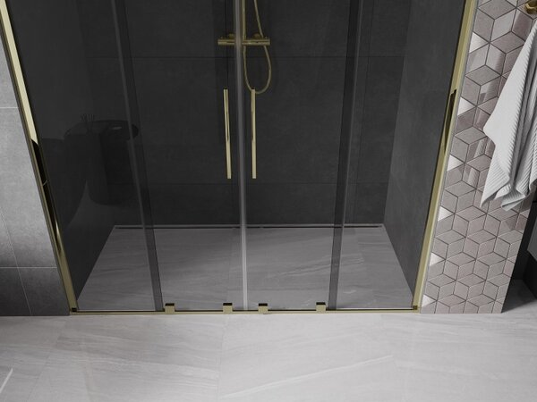 Mexen Velar Duo, usa de dus culisanta pentru o deschidere de 200 cm, sticla gri 8 mm, auriu lucios, 871-200-000-42-50