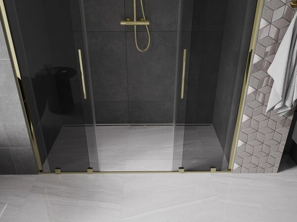 Mexen Velar Duo, usa de dus culisanta pentru o deschidere de 200 cm, sticla gri 8 mm, auriu lucios, 871-200-000-42-50