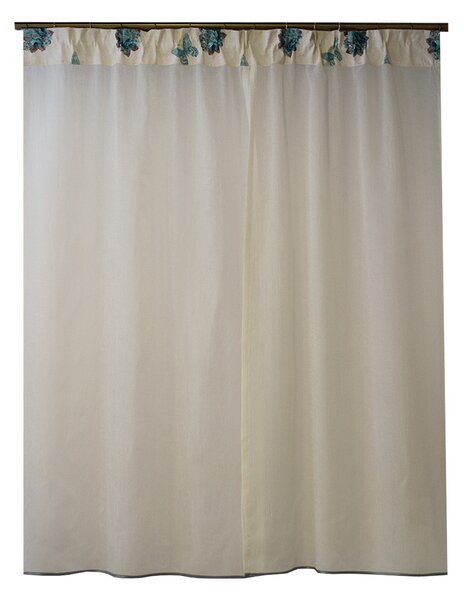 Perdea Velaria in ivory creponat si flori, 160x160 cm
