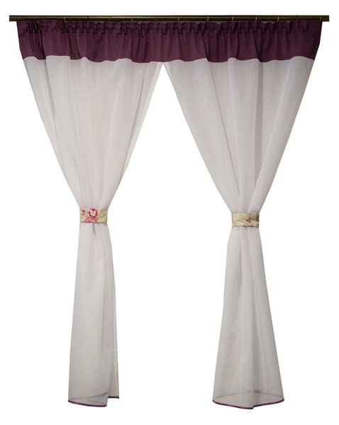 Perdea Velaria pirility alb si mov, 145x155 cm