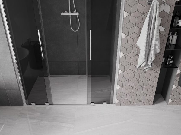 Mexen Velar L Duo, usa de dus culisanta pentru deschidere 140 cm, sticla gri 8 mm, crom, 871-140-003-42-01