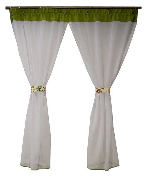 Perdea Velaria voal alb si verde brotacel, 140x160 cm