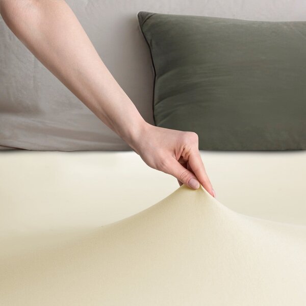 Cearceaf crem din jerseu cu elastic 90x200 cm Amber – Restilo