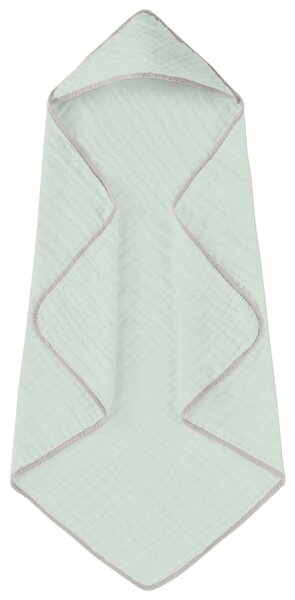 Prosop bebelus cu gluga din muselina patru straturi 80x80 cm Kidizi Light Mint, 100% bumbac delicat si absorbant