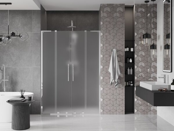 Mexen Velar L Duo, usa de dus culisanta pentru deschidere 140 cm, sticla mat 8 mm, crom, 871-140-003-32-01