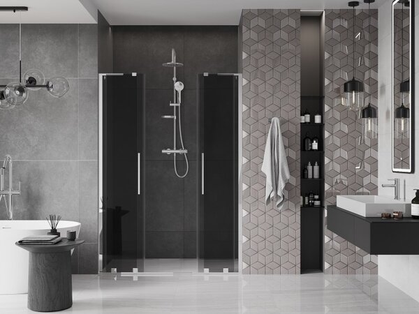 Mexen Velar L Duo, usa de dus culisanta pentru deschidere 140 cm, sticla gri 8 mm, crom, 871-140-003-42-01