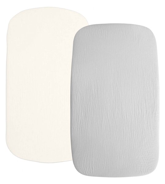 Set 2 cearceafuri din muselina cu elastic roata pentru patut cosleeper 90x50 cm Kidizi grey, bumbac 100%