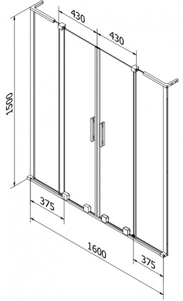 Mexen Velar L Duo, paravan de baie glisant cu 2 aripi 160 x 150 cm, sticlă mată de 8 mm, aur roz, 896-160-003-32-60