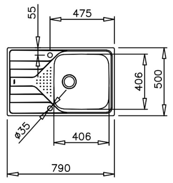 Teka Universe chiuveta din oțel cu sifon 79x50 cm oţel 115110030