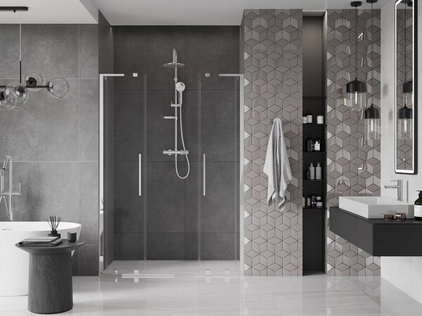 Mexen Velar L Duo, usa de dus glisant pentru deschidere 150 cm, sticla transparenta 8 mm, crom, 871-150-003-02-01