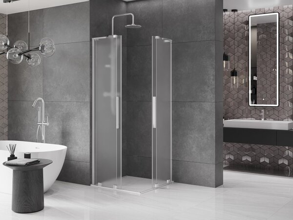Mexen Velar L Duo, cabină de duș cu ușă glisantă 80 x 80 cm, sticlă mată 8 mm, crom, 871-080-080-02-33-01