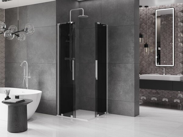 Mexen Velar L Duo, cabină de duș cu ușă glisantă 80 x 80 cm, sticlă gri 8 mm, crom, 871-080-080-02-43-01