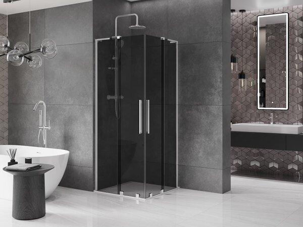 Mexen Velar L Duo, cabină de duș cu ușă glisantă 80 x 80 cm, sticlă gri 8 mm, crom, 871-080-080-02-43-01