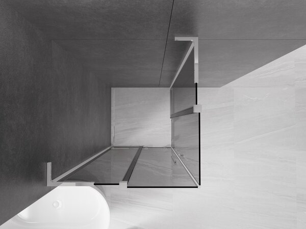 Mexen Velar L Duo, cabină de duș cu ușă glisantă 80 x 80 cm, sticlă gri 8 mm, crom, 871-080-080-02-43-01