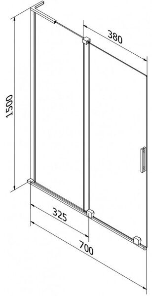 Mexen Velar L, paravan de baie glisant cu 2 aripi 70 x 150 cm, sticlă transparentă de 8 mm, profil cromat, 896-070-003-01-01