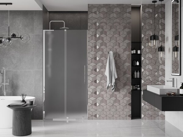 Mexen Velar L, usa de dus culisanta pentru deschidere 90 cm, sticla mat 8 mm, crom, 871-090-003-31-01