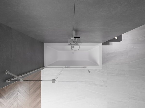 Mexen Velar, paravan de baie glisant cu 2 aripi 130 x 150 cm, sticlă transparentă de 8 mm, oțel periat, 896-130-000-01-97