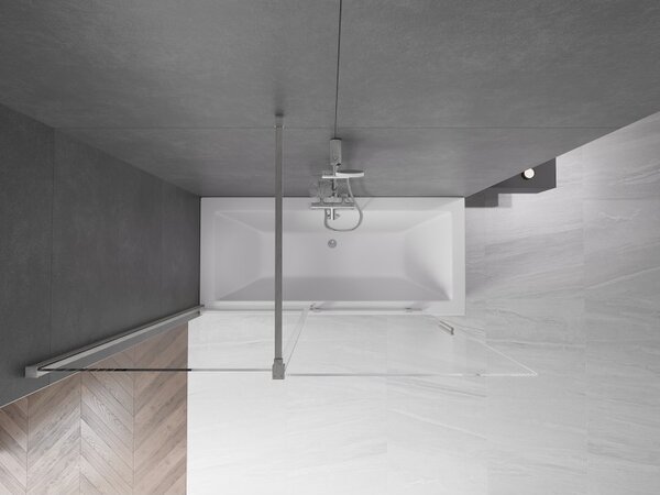 Mexen Velar, paravan de baie glisant cu 2 aripi 150 x 150 cm, sticlă transparentă de 8 mm, oțel periat, 896-150-000-01-97