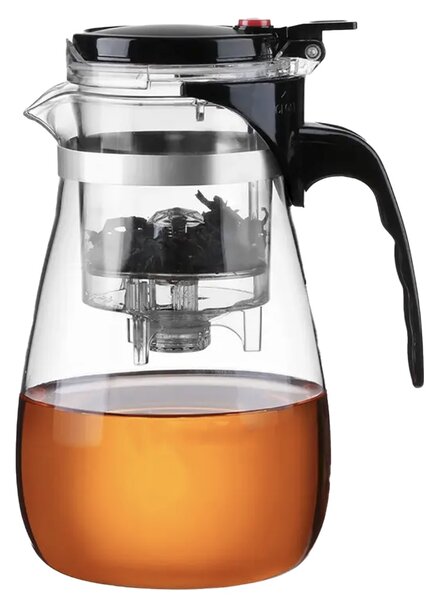 Infuzor ceainic Pufo Tea din sticla pentru ceai sau cafea, 950 ml, transparent