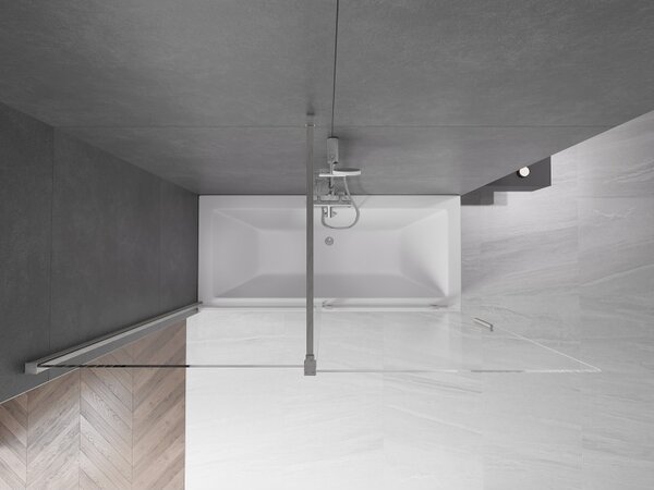 Mexen Velar, paravan de baie glisant cu 2 aripi 170 x 150 cm, sticlă transparentă de 8 mm, oțel periat, 896-170-000-01-97