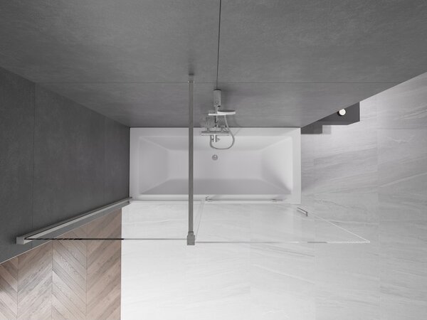 Mexen Velar, paravan de baie glisant cu 2 aripi 160 x 150 cm, sticlă transparentă de 8 mm, oțel periat, 896-160-000-01-97