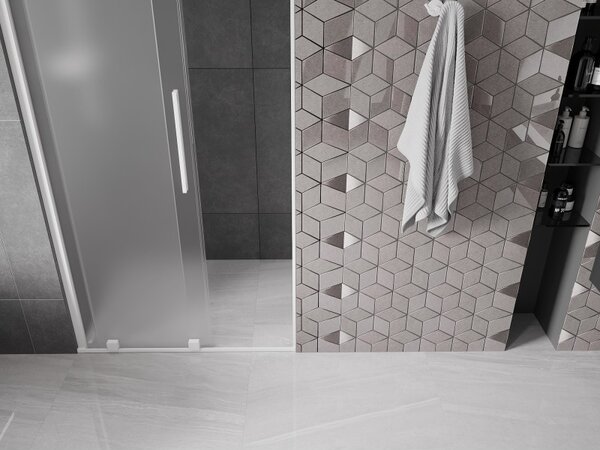 Mexen Velar, usa de dus culisanta cu deschidere 90 cm, sticla mat 8 mm, alb mat, 871-090-000-31-20
