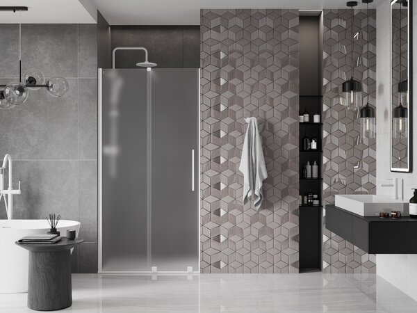 Mexen Velar, usa de dus culisanta cu deschidere 90 cm, sticla mat 8 mm, alb mat, 871-090-000-31-20