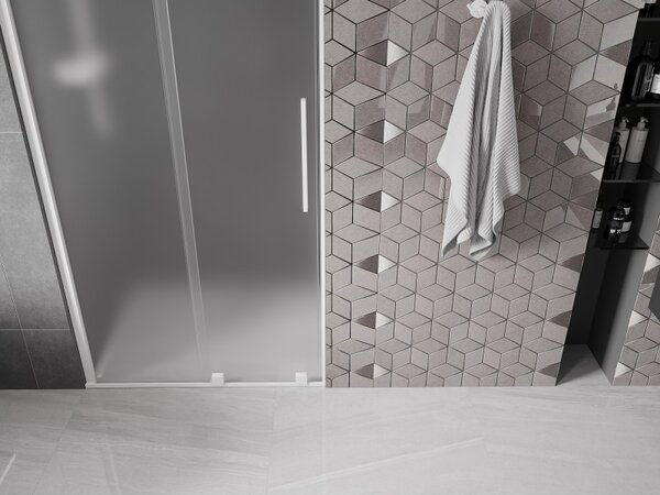 Mexen Velar, usa de dus culisanta cu deschidere 90 cm, sticla mat 8 mm, alb mat, 871-090-000-31-20