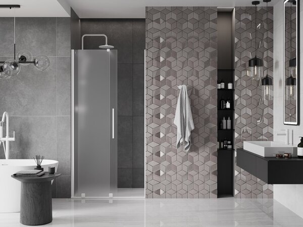 Mexen Velar, usa de dus culisanta cu deschidere 90 cm, sticla mat 8 mm, alb mat, 871-090-000-31-20