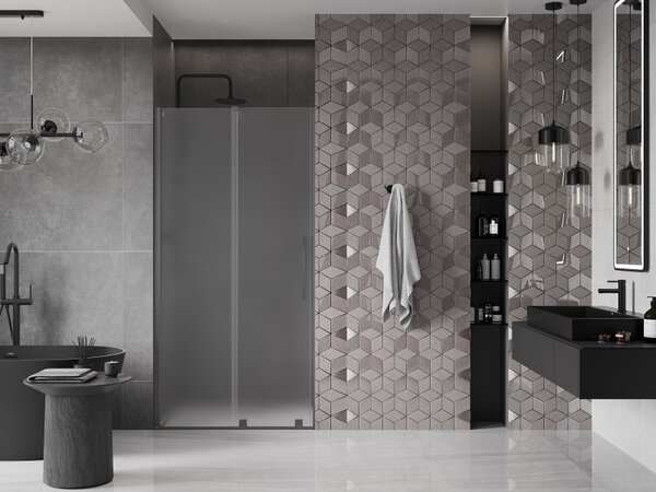 Mexen Velar, usa de dus culisanta pentru deschidere 100 cm, sticla mat 8 mm, grafit lustruit, 871-100-000-31-95