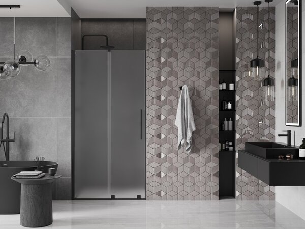 Mexen Velar, usa de dus culisanta pentru deschidere 90 cm, sticla mat 8 mm, negru mat, 871-090-000-31-70