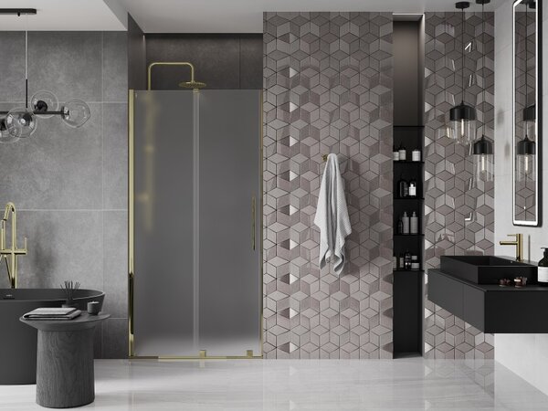 Mexen Velar, usa de dus culisanta pentru deschidere 110 cm, sticla mat 8 mm, auriu lucios, 871-110-000-31-50