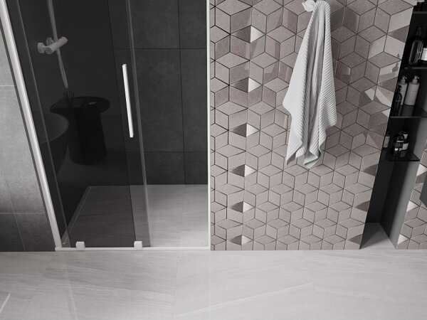 Mexen Velar, usa de dus culisanta pentru deschidere 90 cm, sticla gri 8mm, alb mat, 871-090-000-41-20