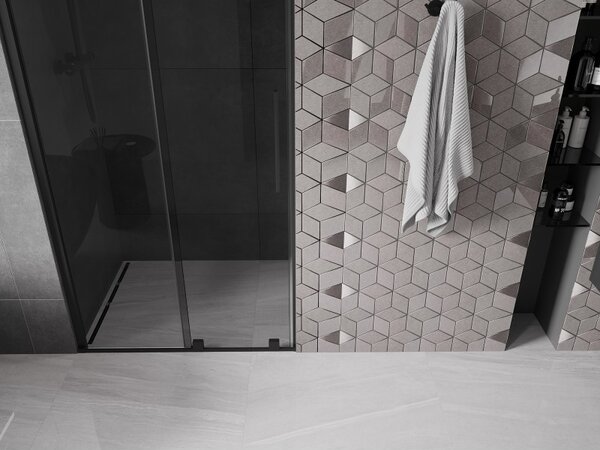Mexen Velar, usa de dus culisanta pentru deschidere 90 cm, sticla gri 8mm, negru mat, 871-090-000-41-70
