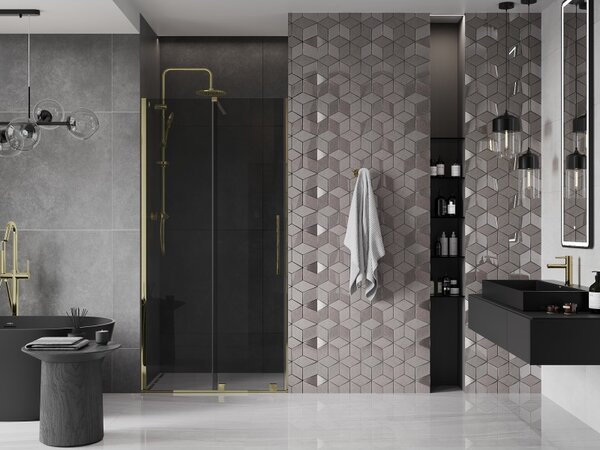 Mexen Velar, usa de dus culisanta pentru deschidere 100 cm, sticla gri 8 mm, auriu lucios, 871-100-000-41-50
