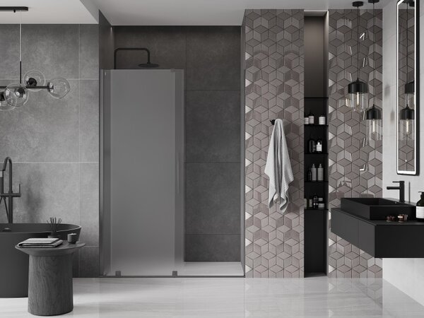 Mexen Velar, usa de dus culisanta pentru deschidere 130 cm, sticla mat 8 mm, grafit lustruit, 871-130-000-31-66