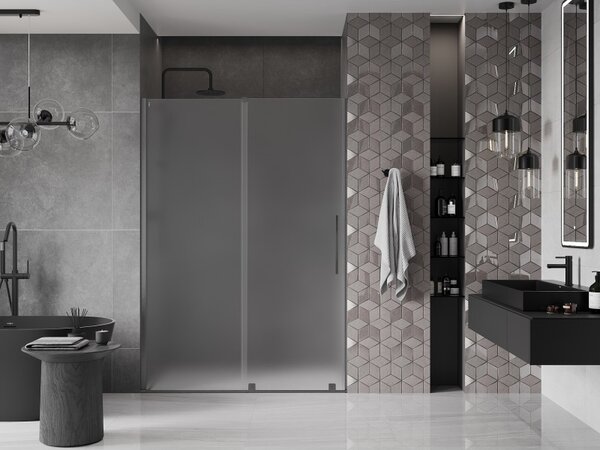 Mexen Velar, usa de dus culisanta pentru deschidere 130 cm, sticla mat 8 mm, grafit lustruit, 871-130-000-31-66