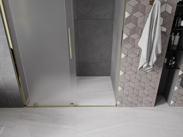 Mexen Velar, usa de dus culisanta pentru deschidere 130 cm, sticla mat 8 mm, auriu lucios, 871-130-000-31-50