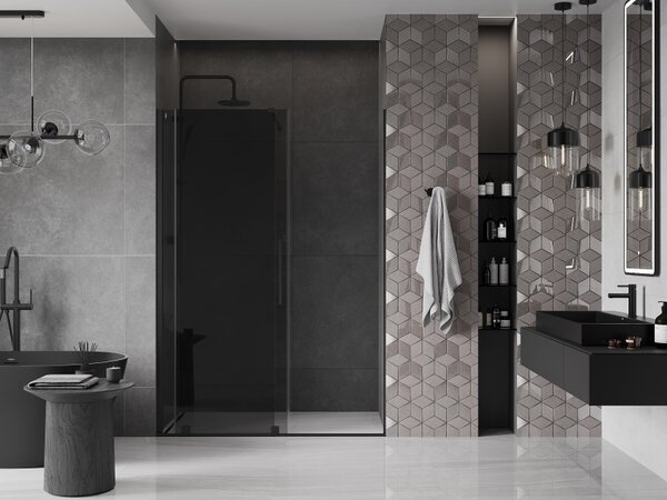 Mexen Velar, usa de dus culisanta pentru deschidere 140 cm, sticla gri 8mm, neagra mat, 871-140-000-41-70
