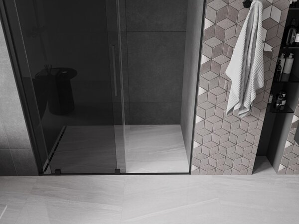 Mexen Velar, usa de dus culisanta pentru deschidere 140 cm, sticla gri 8mm, neagra mat, 871-140-000-41-70