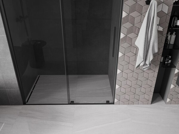 Mexen Velar, usa de dus culisanta pentru deschidere 140 cm, sticla gri 8mm, neagra mat, 871-140-000-41-70