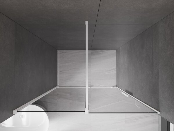 Mexen Velar, usa de dus culisanta pentru deschidere 130 cm, sticla gri 8mm, alb mat, 871-130-000-41-20