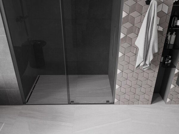 Mexen Velar, usa de dus culisanta pentru deschidere 130 cm, sticla gri 8 mm, grafit lustruit, 871-130-000-41-95