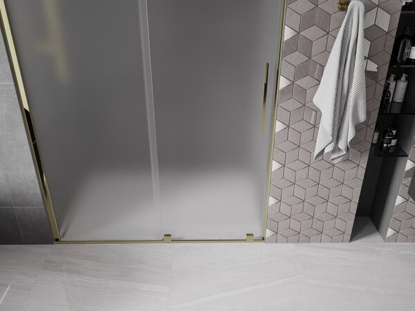 Mexen Velar, usa de dus culisanta pentru deschidere 130 cm, sticla mat 8 mm, auriu lucios, 871-130-000-31-50